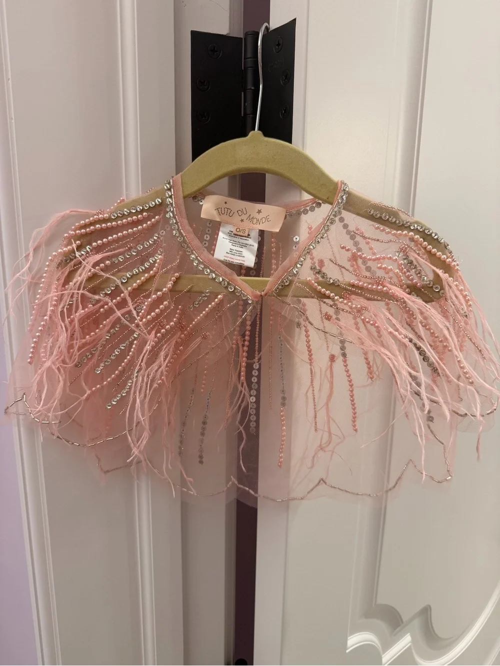 Tutu Du Monde Blush Pink Feathered Sequined Capelet